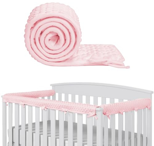 IULONEE 3pcs Funda Protectora de Barandilla para Bebés Cubierta Protectora para Reposabrazos de Cuna 128x18cm/68x18cm para la Protección de Las Barandillas de Cama Infantil (Rosa)