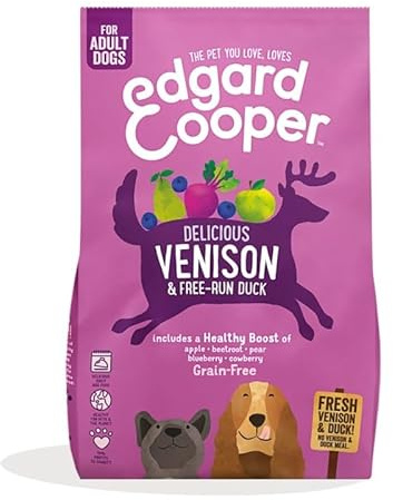 Edgard Cooper Pienso para Perros Adultos, Venado y Pato, Sin Cereales, 12kg