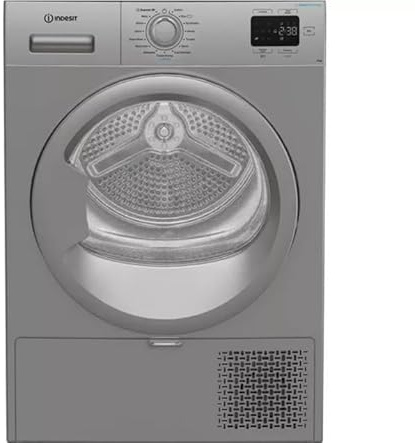 Indesit C YSD 82D SS UK Heat Pump Tumble Dryer – 8kg Load, A+ Energy Rated, Freestanding Dryer, Sensor Drying, Anti-Crease, Delay Timer, Reversible Door, Quiet Operation – Silver