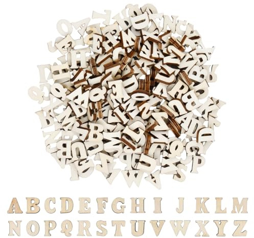 416 Pezzi Lettere di Legno (16 per ogni A-Z), Alfabeto di Legno per la Decorazione Domestica Della, Lettere in Legn o Non Finite, letter Maiuscole in Legn o Festa Nuziale di Artigianato Fai-da-Te