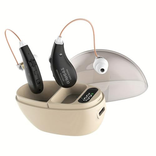VOCOMAXA Hörgeräuschverstärker - Einzelgerät mit Aufbewahrungsbox, USB-C-Ladeanschluss, Rauschunterdrückung, leicht verstellbar Mit Aufbewahrungsbox (Schwarz)