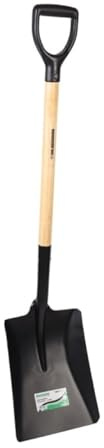 Pala Cuadrada 340x240mm - Bricomed. Mango de Madera. Ideal para labores de jardinería y construcción. Resistente. Color Negro.