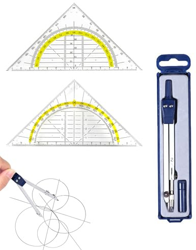 ZAMXHUG Compas de Puntas, Compás Escolar, Brújula Profesional,Compas Carpintero Scratch Compass Medidor de Distancia Cuero De Dibujo,Con 2 transportadores,para geometría,Dibujo y Dibujo
