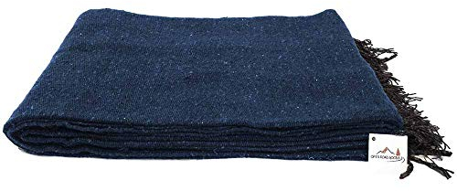 Open Road Goods Handmade Solid Color Yoga Blanket - Thick Mexican Blanket or Throw - Made for Yoga! (Slate Blue Blanket)