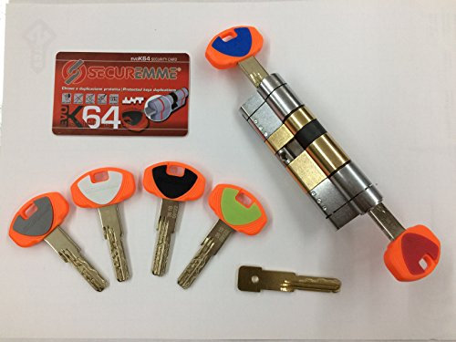 CILINDRO SECUREMME DI ALTISSIMA SICUREZZA evoK64 DCS mm. 31-56 RESISTENTE AL BUMPING doppia funzione frizionato 1 chiave da cantiere, 5 chiavi a duplicazione protetta sigillate