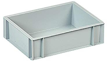 10 x Plastic Storage Box - 300x200x118 (Closed handles) - Euro Containers - Grey Stacking Plastic Crates - Heavy Duty Storage Boxes