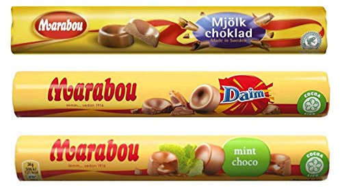 Marabou Rollen 2xDaim, 2x Mint-Choko, 2x Vollmilch, 6er Pack ( 2x67g, 2x78g, 2x74g )