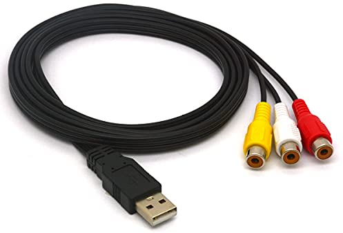 Tomost - Cavo USB a 3 RCA, lunghezza 1,5 m, da USB 2.0 maschio a 3 RCA femmina, splitter audio video AV composito cavo adattatore per TV, PC, HDD DVR (1,5 metri)
