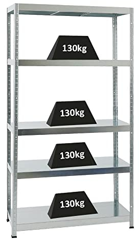 PROREGAL Metallregal Steel Eagle 180x100x40cm Fachlast 130kg Verzinkt Schwerlastregal, Küchenregal, Kellerregal, Steckregal, Garagenregal, Lagerregal