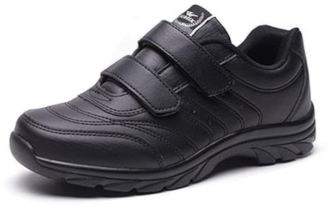 JOMIX Barfußschuhe Damen Laufschuhe Turnschuhe Bequeme Sneaker Leichte Atmungsaktiv Fitnessschuhe Orthopädische Schuhe Damen mit Klettverschluss (Schwarz, 39 EU, D210)