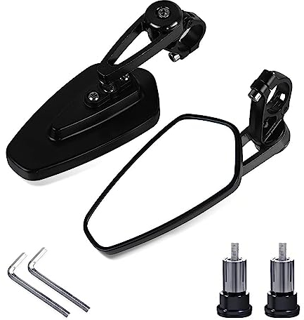 AULESSE Motorrad Spiegel-Universal 7/8 (22mm) Lenkerendspiegel motorrad 360° Drehbar mit Robuste Aluminiumlegierung kompatibal für Scooter Roller ATV Suzuki, Kawasaki Motorrad-Seitenspiegel
