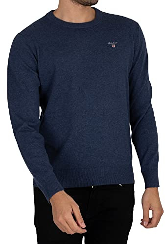Gant Herren Classic Cotton C-Neck Pullover, Dark Jeansblue Melange, 5XL