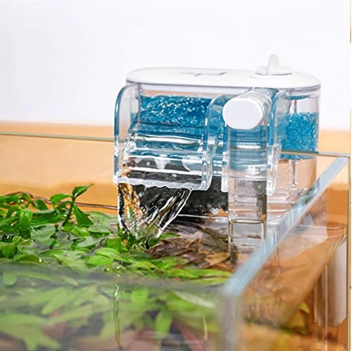 Tigerlily Enterprises Mini Waterfall Aquarium Filter – 250L/H USB-Powered Hang-On Back (HOB) Filter with Adjustable Flow, Ultra Quiet Operation & 3-Layer Filtration for Small/Nano Fish Tanks