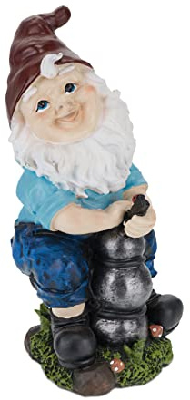 Relaxdays Nain de Jardin avec Pompe à Eau, résiste aux intempéries, HxLxP: 24,5x11x14 cm, Figurine déco, Multicolore
