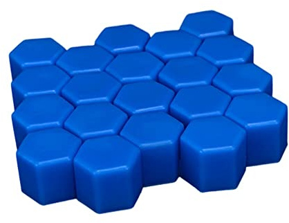 URFEDA 20pcs Capuchons D'écrou de Roue 19mm Écrou Capuchon Cache-vis Lumineux Nuit pour Voiture Cache écrou Hexagonal en Silicone Cache-Vis Boulon Jantes, avec Outil Demontage, Décor de Voiture, Bleu