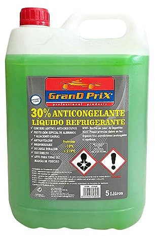 AUTOZOCO Anticongelante, liquido refrigerante Motor, Líquido refrigeración, Líquido anticongelante, Anticongelante Coche, Protección -5ºC y 102ºC, Capacidad 5 litros, 30% Etilenglicol, Color Verde