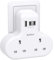 Addtam Double Plug Extension with 3 USB Ports (2 USB-C), 2 Way Multi Plug Adaptor, 13A UK 3 Pin Socket Extension for Home, Office, Travel and School Supplies