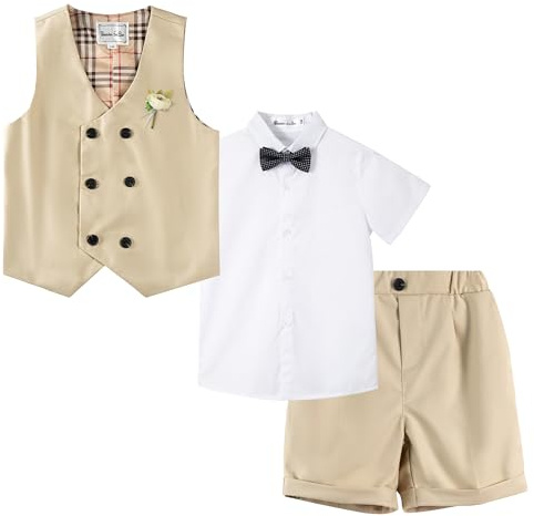 LOLANTA Barnens sommarset, korsväst kostym, kläder för födelsedag och speciella tillfällen, 2–11 år, khaki, 3-4 år