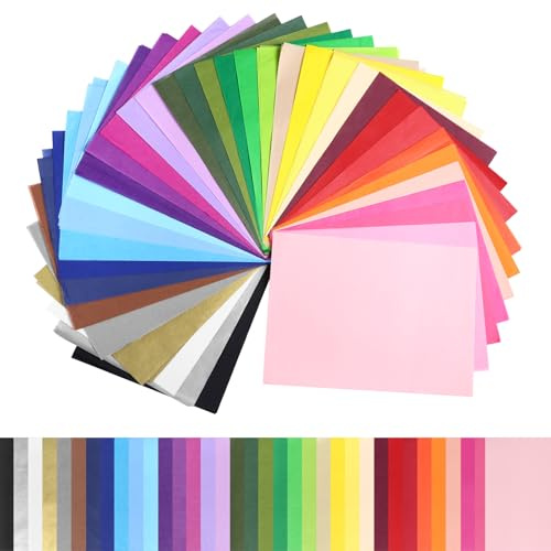 Kesote 360 x sidenpapper 36 färger färgglada papper pysselpapper transparent presentpapper för pyssel transparent papper presentdekoration (24 x 17 cm)