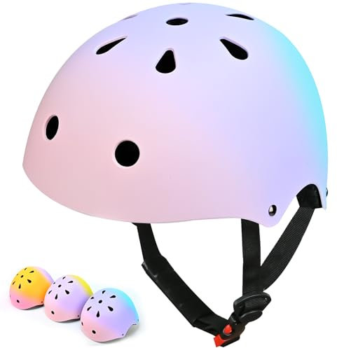 Casque de vélo pour enfants de 3 à 8 ans, certifié CE, réglable, multi-sport, skateboard, scooter, pour garçons et filles (rose bleu)