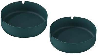 Posacenere in acciaio inossidabile da 2 pezzi, posacenere rotondo da tavolo, scatola portasigari per sigari, set di posacenere per sigarette in acciaio inossidabile per esterni e casa (Verde)