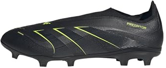 adidas Unisex Predator League Laceless Firm Ground/Multi Ground Football Boots, Core Black/Carbon/Lucid Lemon, 43 1/3 EU