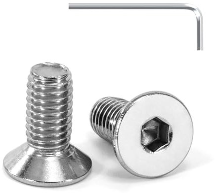 Tunejoy Tornillo Avellanado M5 x 12 mm Tornillos de Cabeza Avellanada Hexagonal de Acero Inoxidable A2 V2A Norma DIN 7991 con llave Allen Rosca Completa 20 Piezas