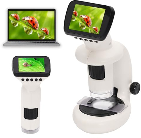 EULEUY 2en1 Microscopio para niños con Portaobjetos Microscopio, Microscopio Digital para niños Portatil con Pantalla LCD de 2,4 Pulgadas y Gran Aumento de 1000X.Regalo niño 3-8 años
