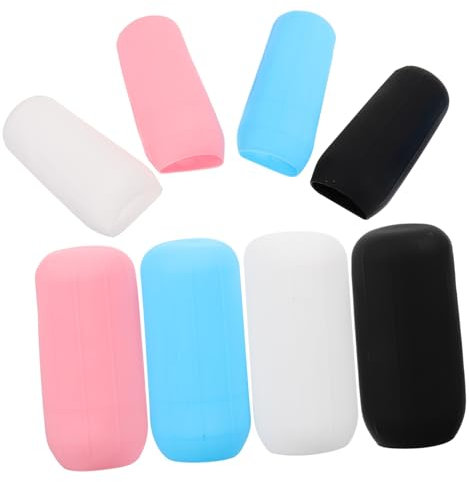 SKISUNO 8pezzi Copribottiglie in Silicone Elastiche Viaggio Per Lozione Copricontenitori Anti-perdita Per Dispenser