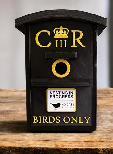 UK Postbox Bird Box | Unique Birdhouse for Gardens & Bird Lovers | Garden Decor | Nest Box (Black)