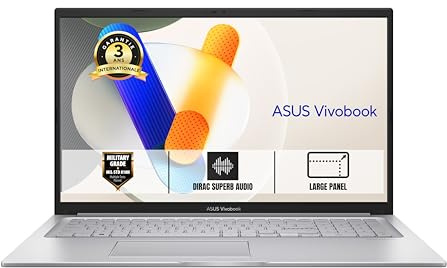 ASUS Vivobook X1704VA-AU907W, 17.3 Pouces FHD 60Hz Pc Portable (processeur Intel Core 7 Processor 150U, 16GB DDR4, 512GB SSD, Intel Iris X Graphics, Windows 11 Home) – Clavier AZERTY