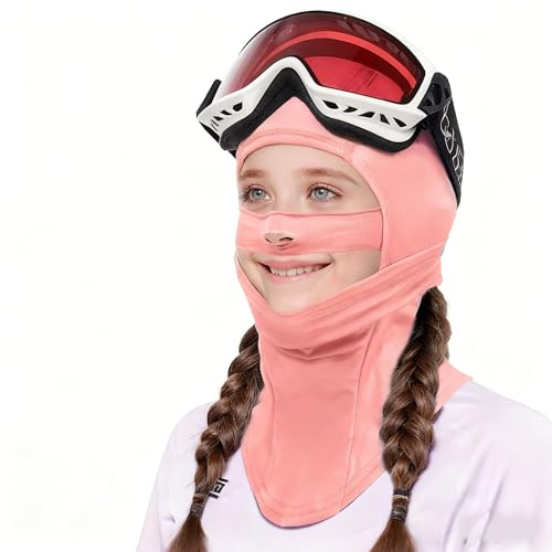 AYPOW Passamontagna Balaclava Invernale Traspirante in Pile Termico, Multifunzione Antivento Caldo Maschera da Sci Ciclismo Cappello Cappuccio con Scaldacollo Berretti per 6-12 Anni Ragazzi Ragazze