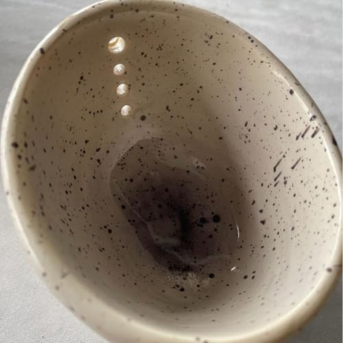 Tazza spogliarellista in ceramica con una serie di fori rotondi per una rimozione efficace del gambo delle erbe, struttura in resina per uso a lungo termine in cucina (bianco e giallo)