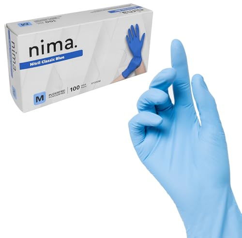 EMYU Nitrilhandschuhe Blau (L) 100 Stück – Einweghandschuhe Puderfrei & Latexfrei – Medizinische Untersuchungshandschuhe PSA Kat. III – Reißfeste Einmalhandschuhe für Pflege, Labor & Reinigung