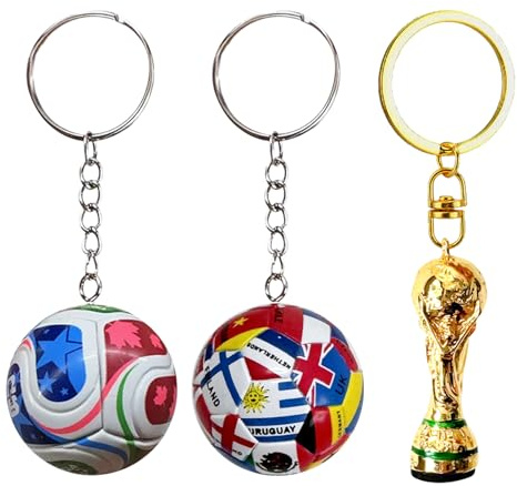 HTTDSLF Porte-clés Football Adultes Enfants, Porte-clés Trophée de la Coupe du Monde, Accessoire Coupe du Monde de Football, pour les Enfants, les Hommes et les Fans de Football