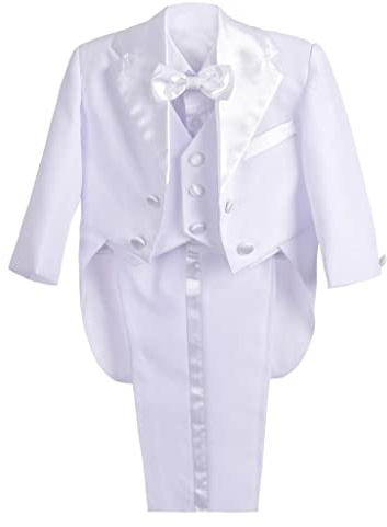 Lito Angels Bebisar Pojkar Smoking Formell Kostym Bröllop Pageboy Outfit, 5 Stycken Set (Blazer, Skjorta, Väst, Byxor, Fluga) Svart/Vit/Elfenben