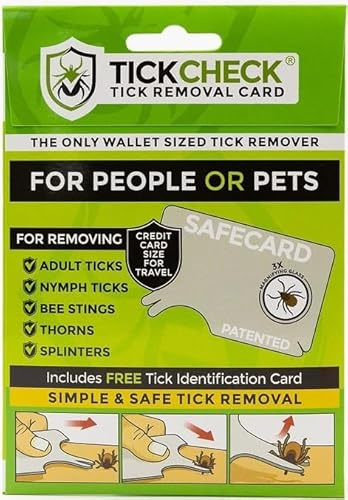 TickCheck Tick Remover Card - Wallet Sized Tick Removal Tool with Free Tick ID Card & Testing Information - for People, Dogs, Cats (1)
