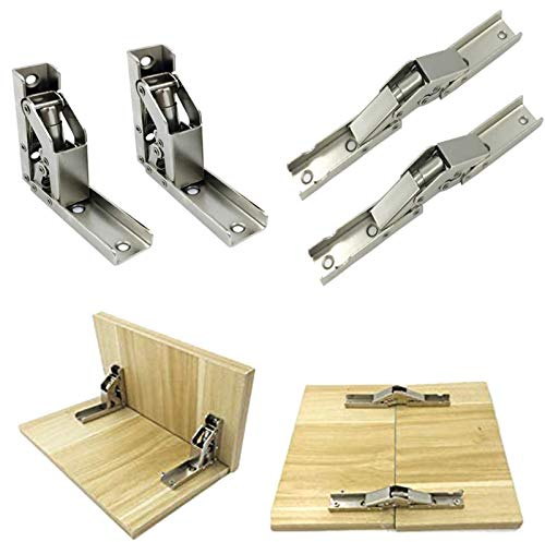 4 Stücke Klappbeschlag Tisch-Klappenbeschlag klappbar für Tischbeine und Bänke, Klappen-Beschläge für Möbel, Metall vernickelt, für Tische, Bänke und Regale, Öffnungswinkel 180°