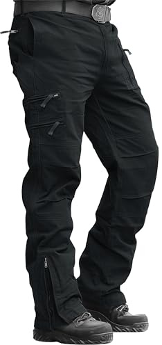 MAGCOMSEN Mens Casual Cargo Trousers Military Army Tactical Pants Combat Cotton Work Trousers,Black,40