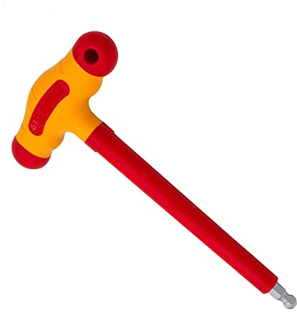 WEDO Clé Allen isolée VDE avec poignée en T, clé à six pans creux isolée, taille 6 mm, longueur 150 mm, acier CR-V, clé coudée, certifiée GS, IEC 60900