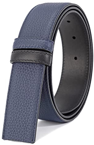 titiroa Herren Ersatzgürtel Rindsleder Wendegürtel Breite 34MM Länge 110CM Schwarz/Blau