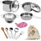 Toy Pots and Pans Set,12 PCS Kitchen Toy Children Pots and Pans Pretend Play with Storage Bag Simulated Kitchen Toy Stainless Steel Soup Pot Pan Shovel Spoon Children Chef Role Playset Cooking Set