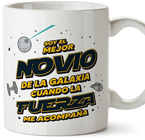 MUGFFINS Tazas para NOVIO - En Español - Mejor Familia Galaxia cuando Fuerza Acompaña - 11 oz / 330 ml - Regalo original y divertido