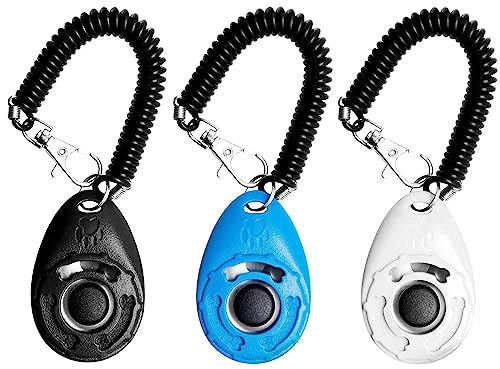 FadyDail 3 Pack Hundetraining Clicker mit Handschlaufe, Pet Clicker für Welpen Training, Pet Training Striker für Welpen Vogel Pferd Tiere (3 Farben)