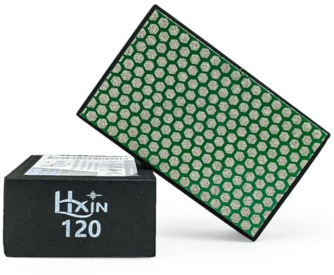 HXIN Diamond Hand Polishing Pad Diamond Sanding Block Foam Backed Diamond Sponge Sanding Pads for Wet or Dry Grinding polishing for Granite Marble Stone Tile Glass Ceramic (1, 120# Hexagon)