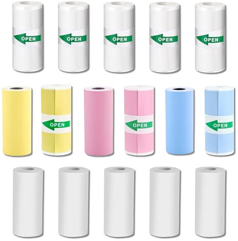 QUIRILITY | 16 Rollen Thermopapier Kinderkamera 57X25mm | Thermopapier selbstklebend |Druckpapier für Kinder Kamera | Kinder Sofortbildkamera Papier | Thermo Papier Kamera Nachfüllpack