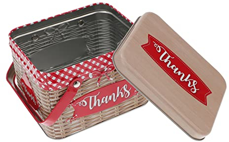 PRETYZOOM Tinplate Candy Box Creative Cookie Jar Unique Tinplate Box Handle for Snack Storage for Home Baking and Giving