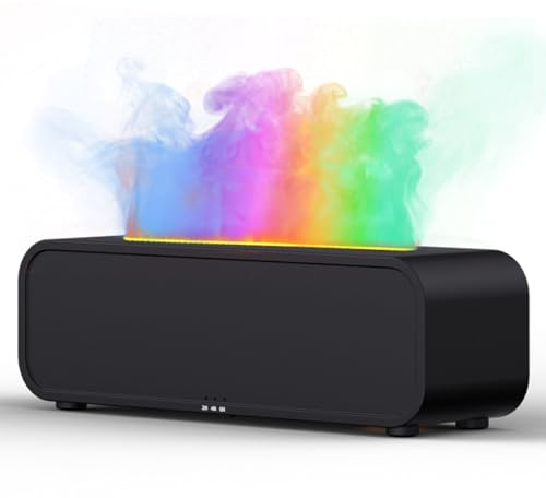 Gzvxuny Flammen Aroma Diffuser, Upgrade 7-Farben-Licht Diffuser Ätherische Öle, Luftbefeuchter mit Fernbedienung, DuftöL Diffuser für Zuhause Büro, Raumduft - 4 Timer und Wasserlose Abschaltautomatik