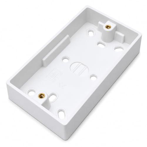 1pcs. 2 Gang Surface Mount Back Box Pattress Box, 145mm x 86mm x 25mm, White