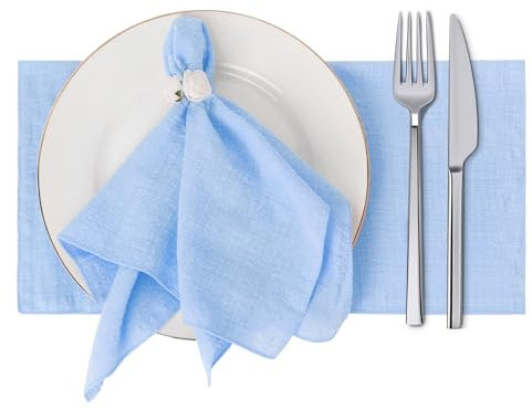 Niuoppy Cloth Napkin Set of 6, Soft Linen Napkins, 16.5x16.5 Cotton Napkin, Reusable Napkins, Cloth Napkins for Wedding, Dinner, Party, Daily Use (Blue)